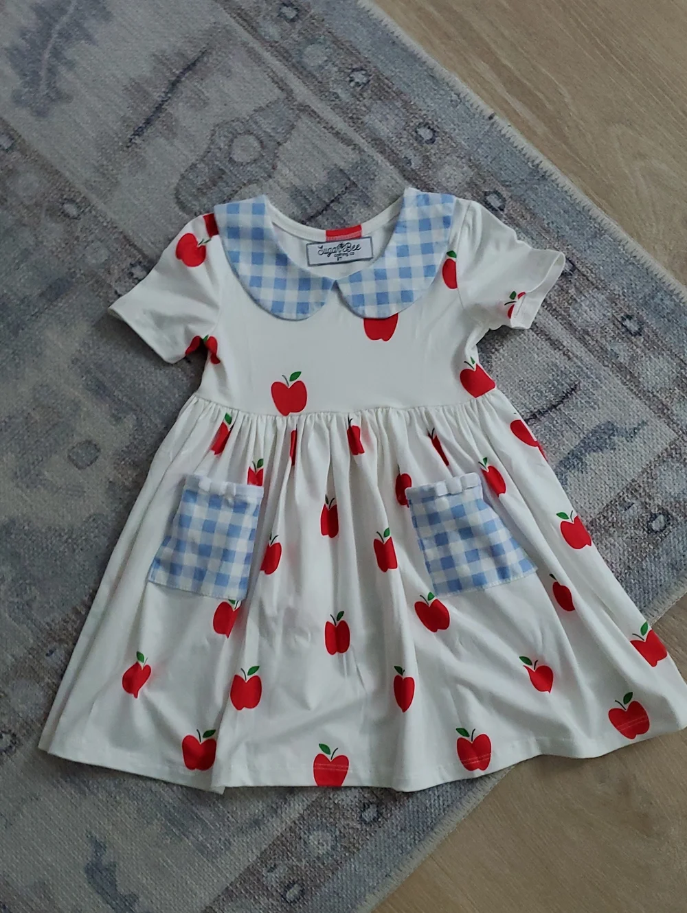 Sugar Bee Clothing Co Toddler Girls Red Apple Twirl Dress School Fall Sz2T